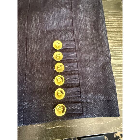 NWT Anthropologie Leifsdottir Gold Button Military Denim Mini Skirt Sz 6 - Picture 10 of 10